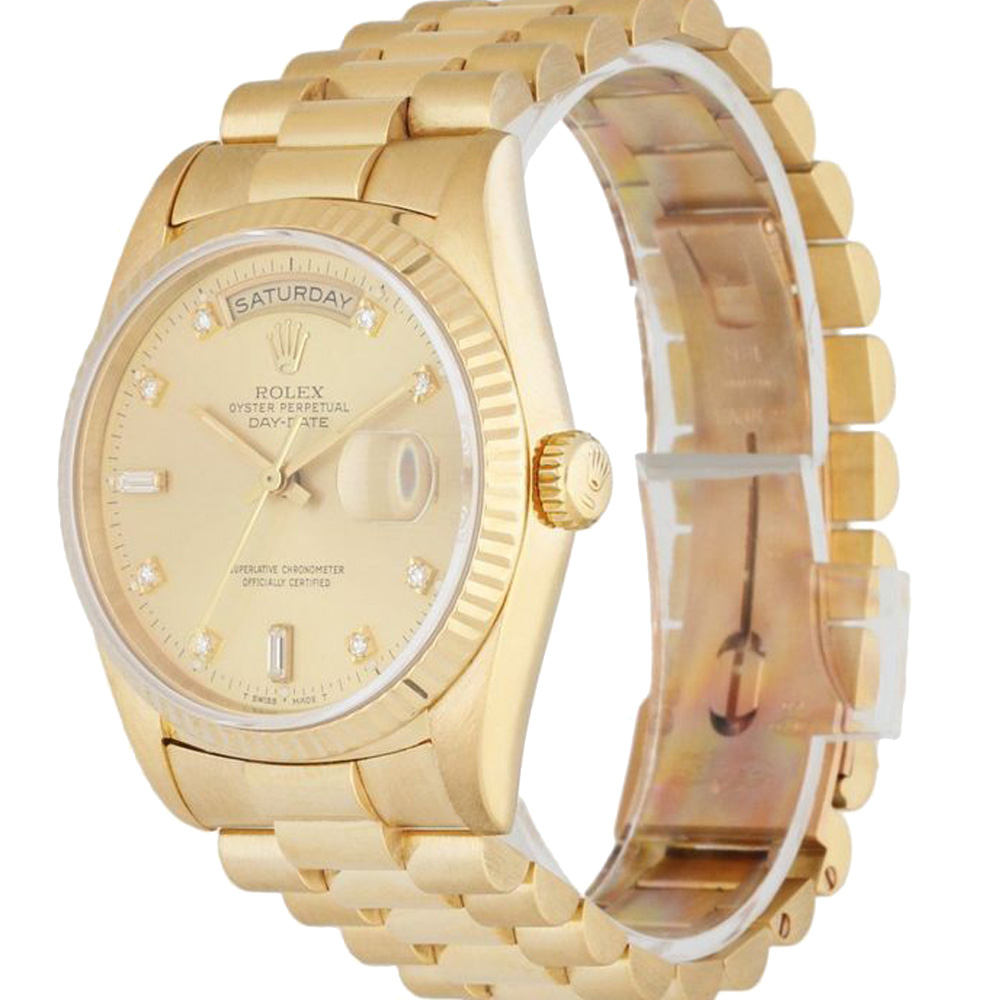 

Rolex Champagne Diamonds 18K Yellow Gold Day Date 18238 President Men's Wristwatch 36 MM