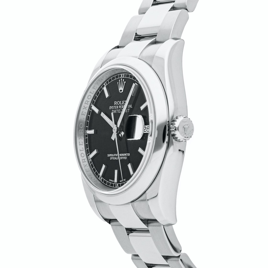 

Rolex Black Stainless Steel Datejust 116200 Men's Wristwatch 36 MM