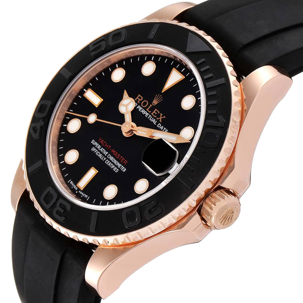 

Rolex Black 18K Rose Gold Yachtmaster 268655 Men's Wristwatch 37 MM
