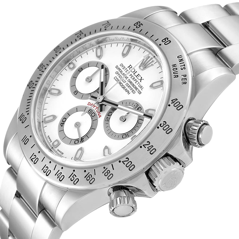 

Rolex White Stainless Steel Cosmograph Daytona Chronograph 116520 Men's Wristwatch 40 MM