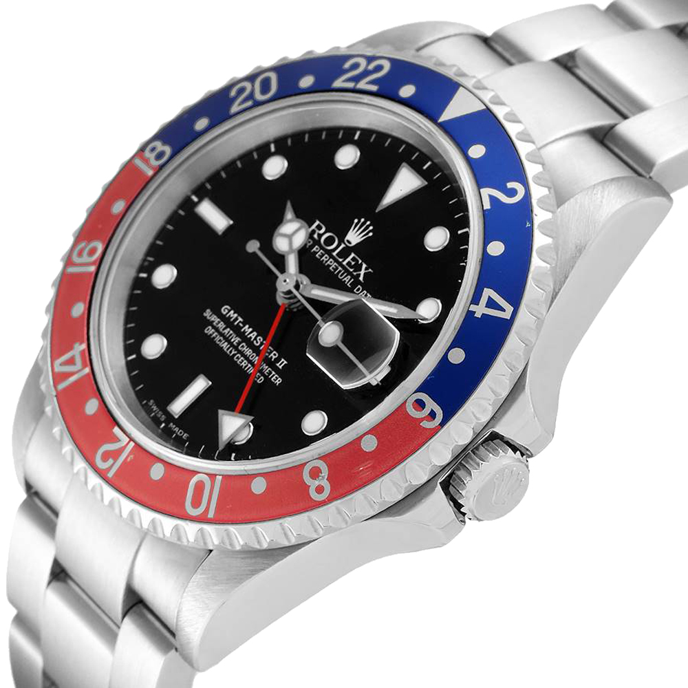 

Rolex Black Stainless Steel GMT Master II Pepsi 16710 Men's Wristwatch 40 MM