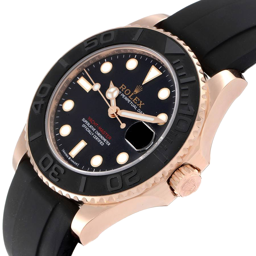 

Rolex Black 18K Rose Gold Yachtmaster 268655 Men's Wristwatch 37 MM