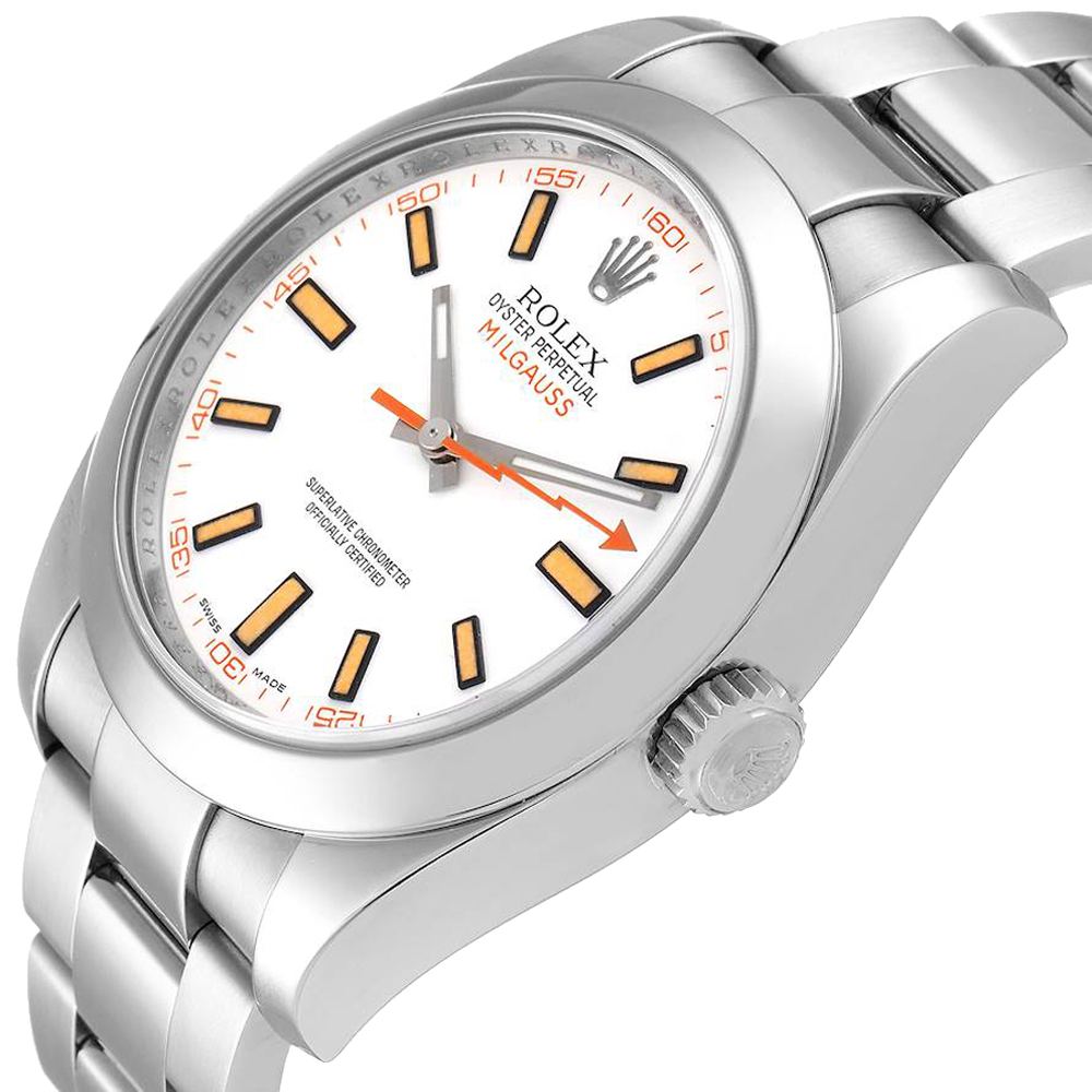 

Rolex White Stainless Steel Milgauss 116400V Men's Wristwatch 40 MM