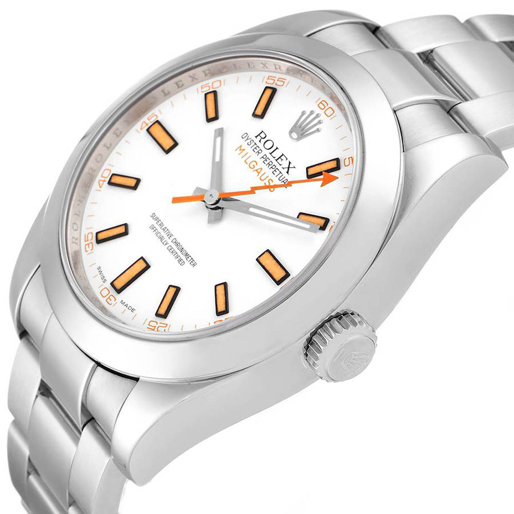 

Rolex White Stainless Steel Milgauss 116400V Men's Wristwatch 40 MM