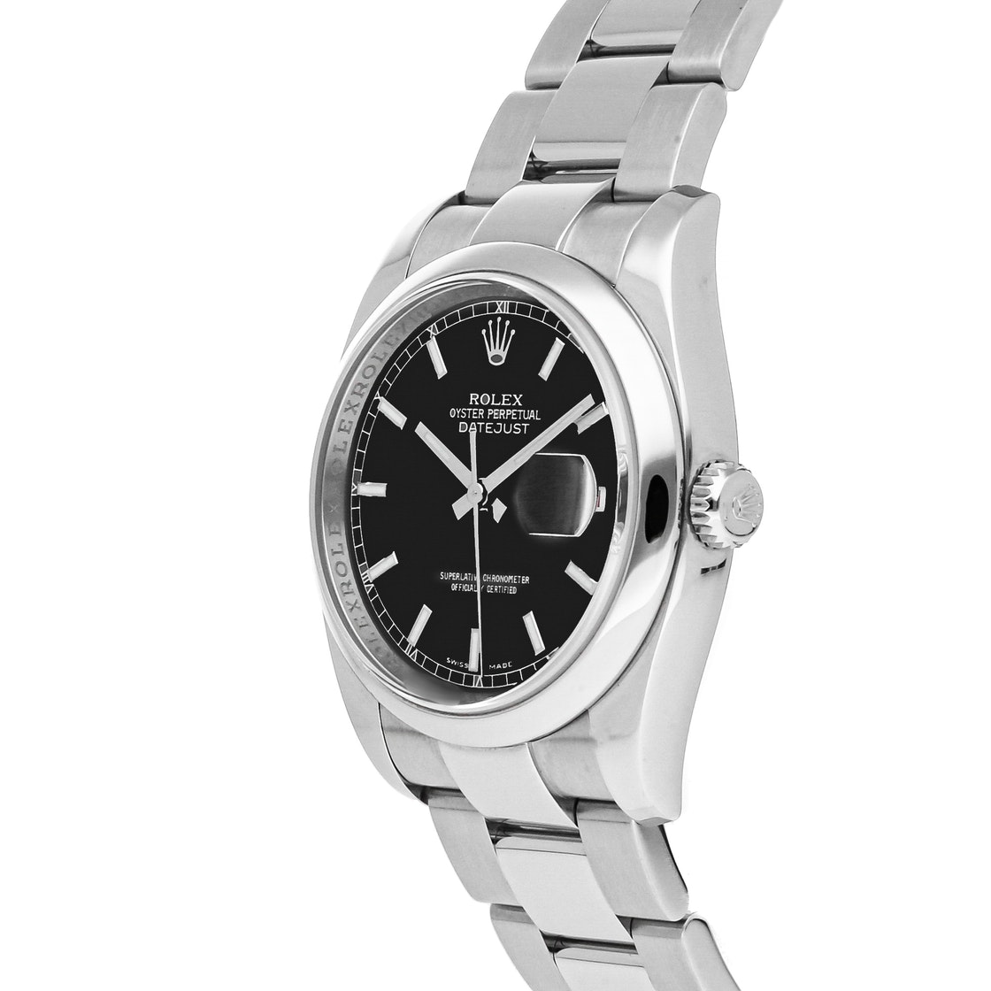 

Rolex Black Stainless Steel Datejust 116200 Men's Wristwatch 36 MM