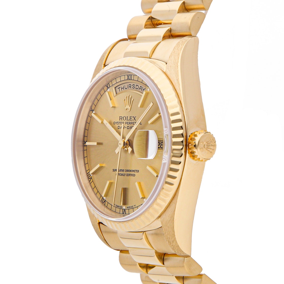 

Rolex Champagne 18K Yellow Gold Day-Date 18238 Men's Wristwatch 36 MM