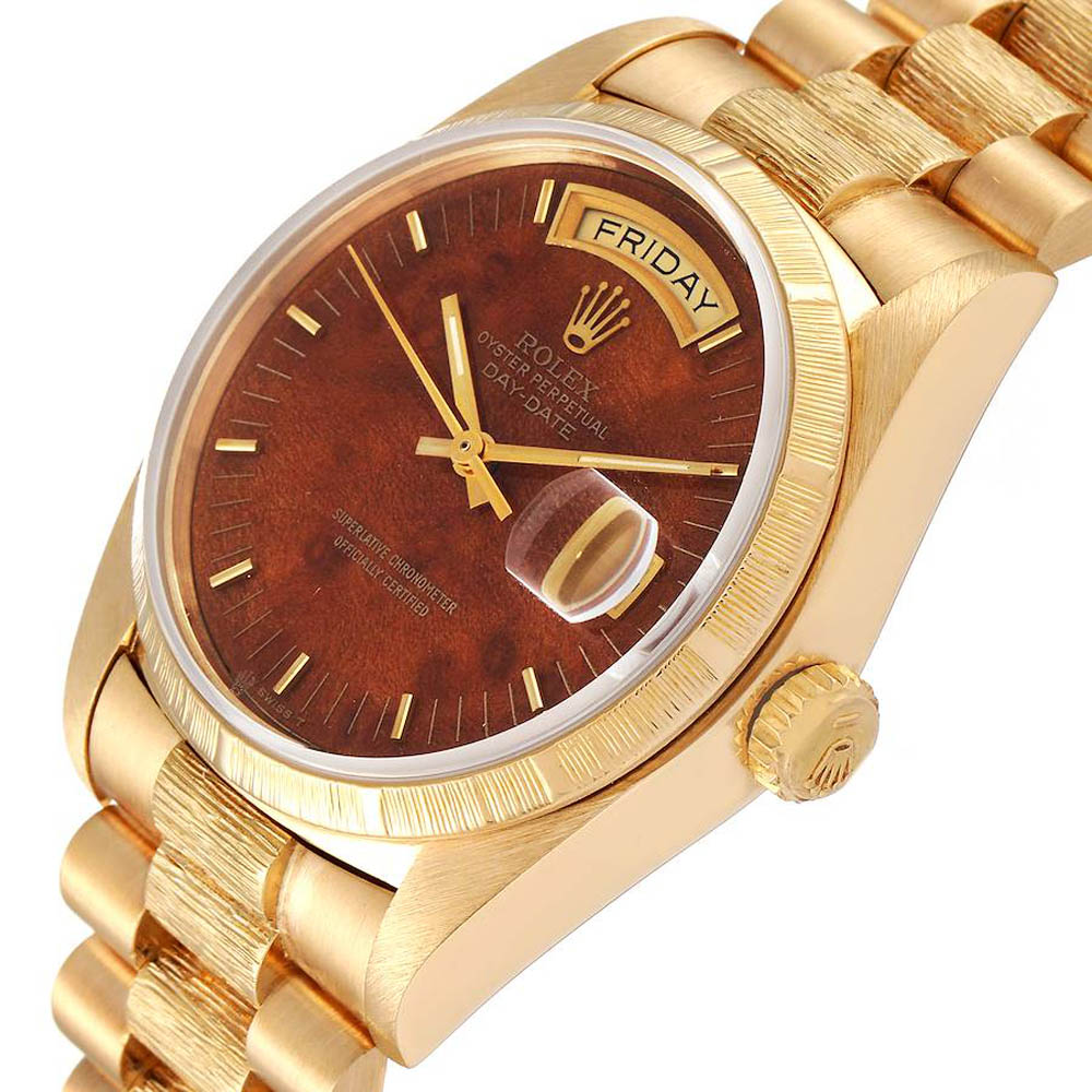 

Rolex Brown 18K Yellow Gold President Day-Date 18038 Men's Wristwatch 36 MM