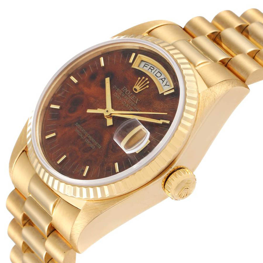 

Rolex Brown 18K Yellow Gold President Day-Date 18038 Men's Wristwatch 36 MM