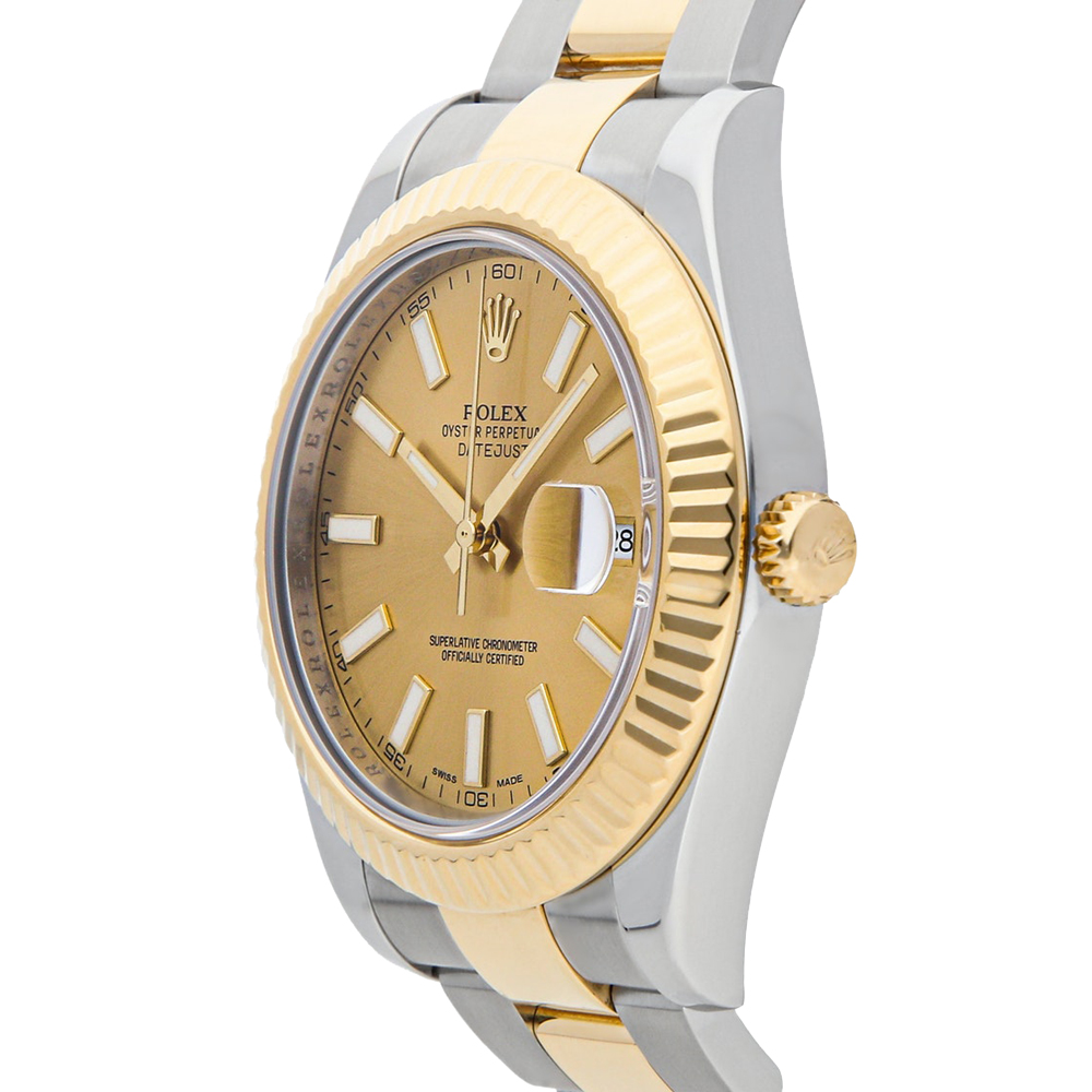 

Rolex Champagne 18K Yellow Gold And Stainless Steel Datejust II 116333 Men's Wristwatch 41 MM