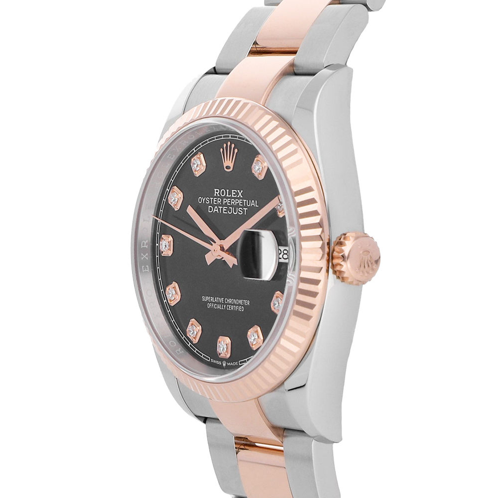 

Rolex Black Diamonds 18k Rose Gold And Stainless Steel Datejust 126231 Men's Wristwatch 36 MM