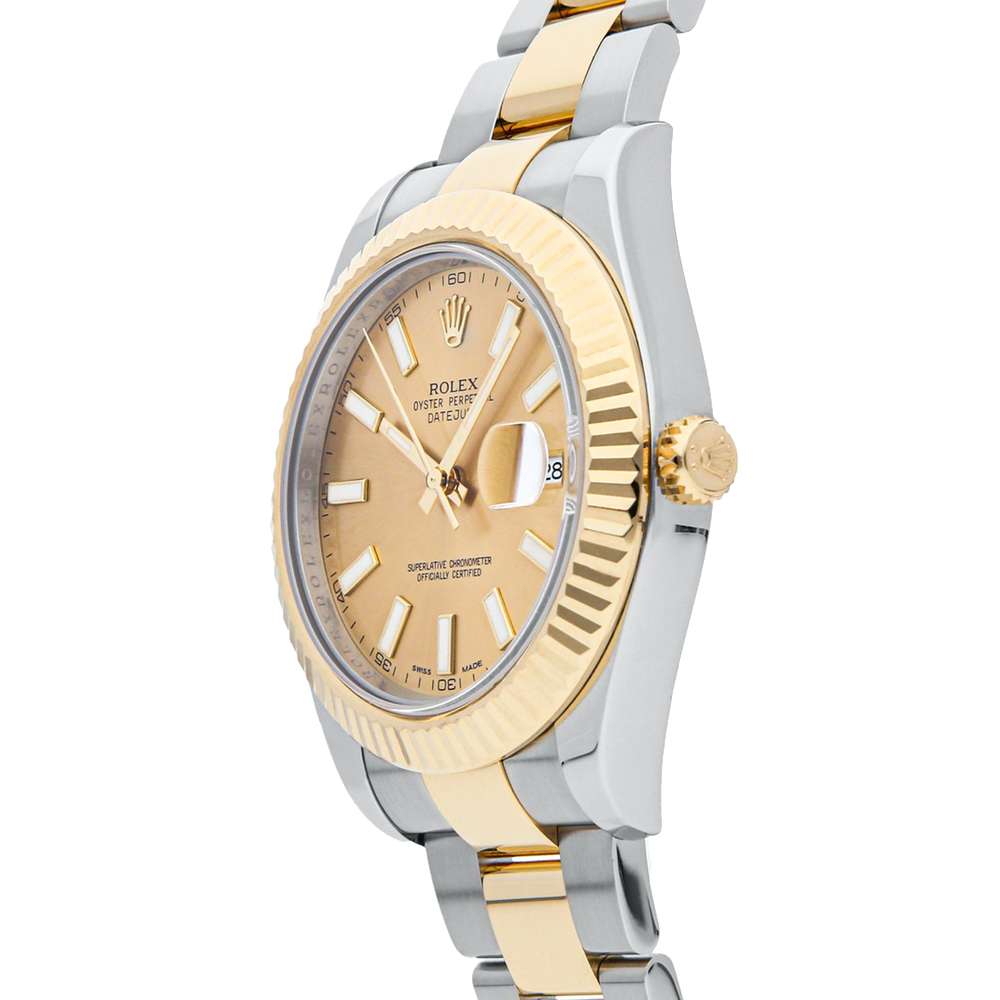 

Rolex Champagne 18k Yellow Gold And Stainless Steel Datejust II 116333 Men's Wristwatch 41 MM