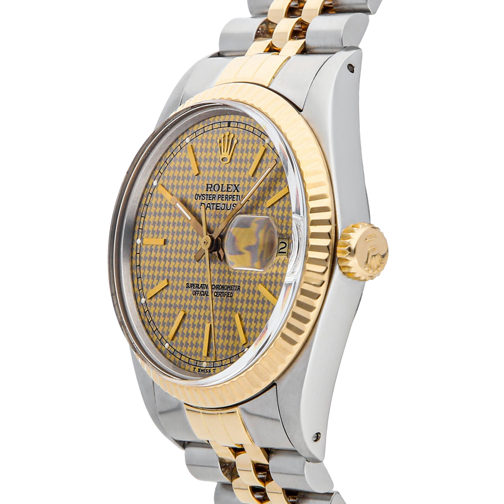

Rolex Champagne 18K Yellow Gold And Stainless Steel Datejust 16013 Men's Wristwatch 36 MM