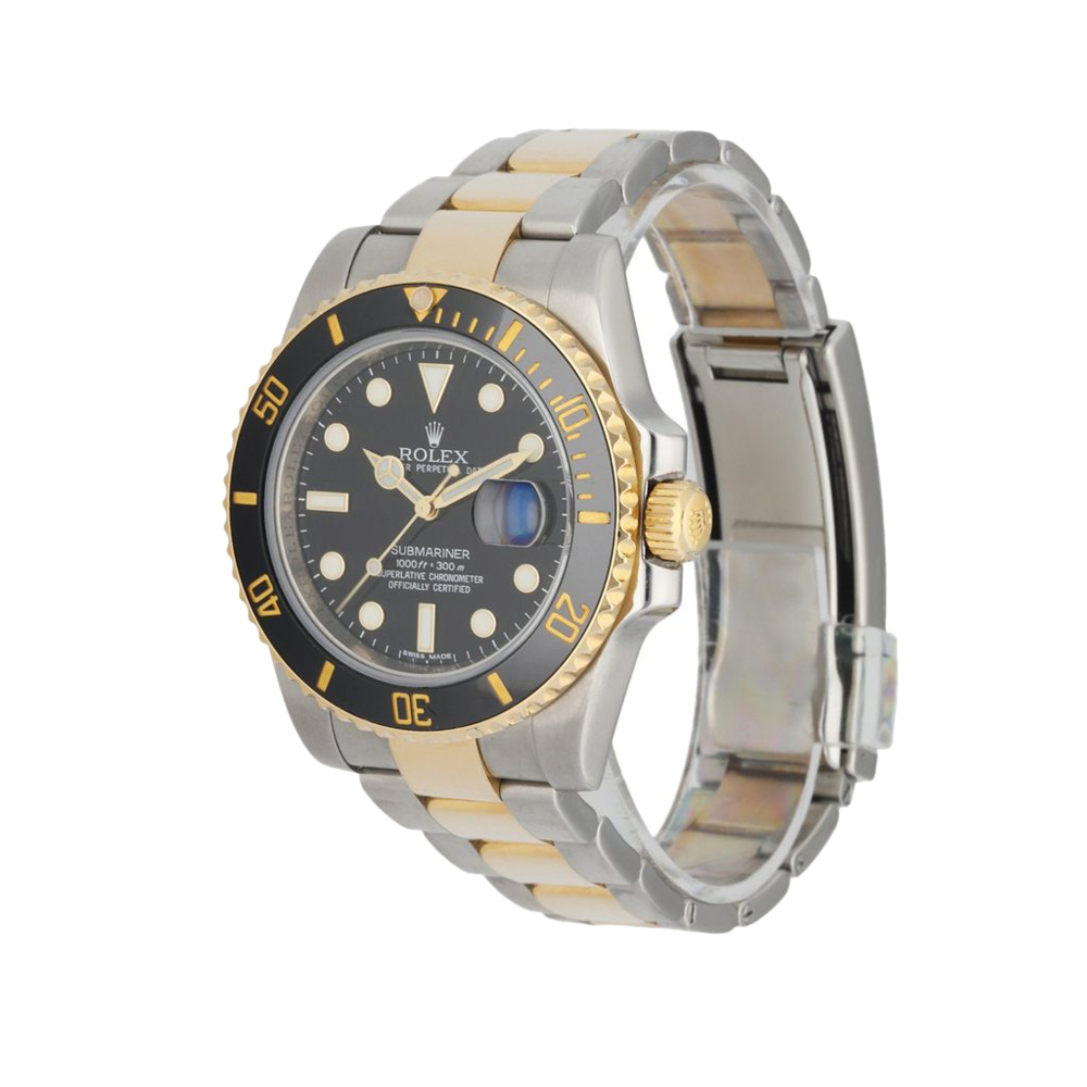 

Rolex Black 18K Yellow Gold And Stainless Steel Submariner 116613 Men's Wristwatch 40 MM