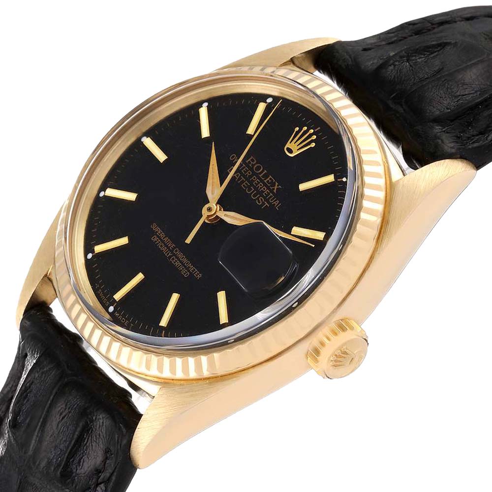 

Rolex 18k Yellow Gold Black Stainless Steel President Datejust 1601 Men's Wristwatch 36 MM
