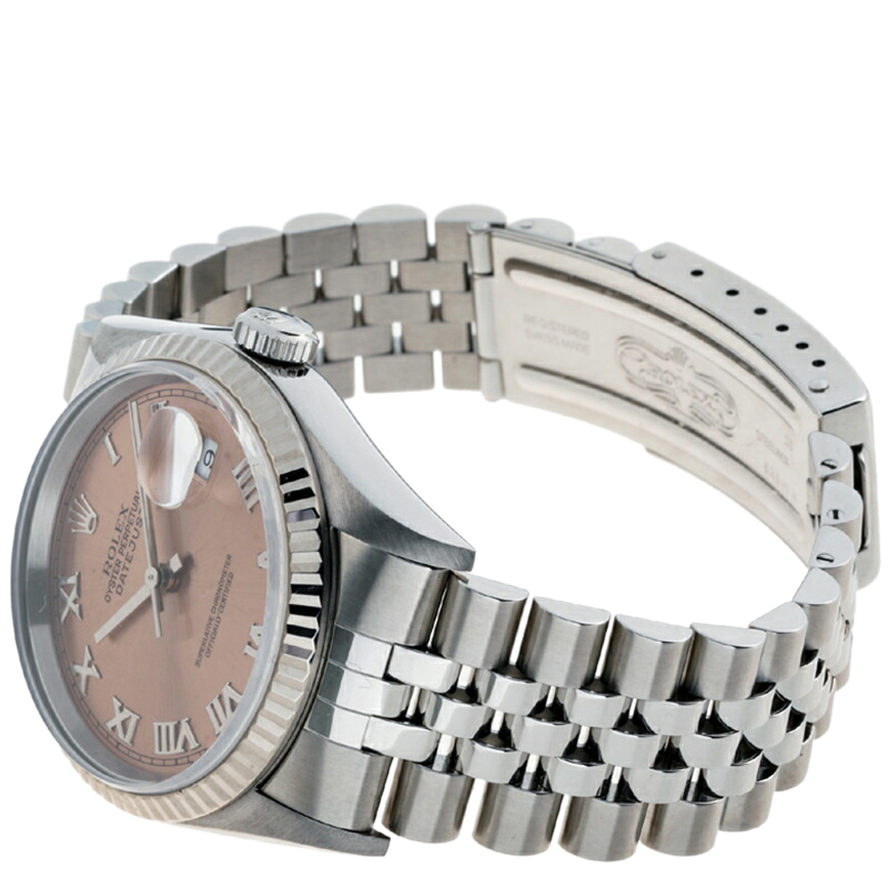 

Rolex Pink 18K White Gold And Stainless Steel Datejust 16234 Men's Wristwatch 36 MM