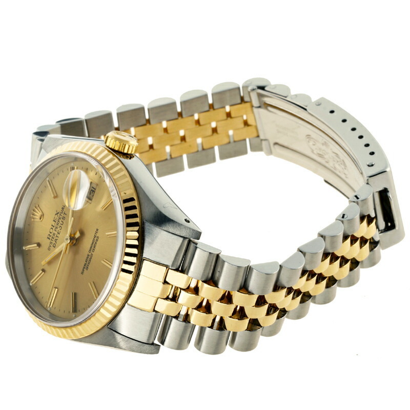 

Rolex Champagne 18K Yellow Gold And Stainless Steel Datejust 16233 Men's Wristwatch 36 MM