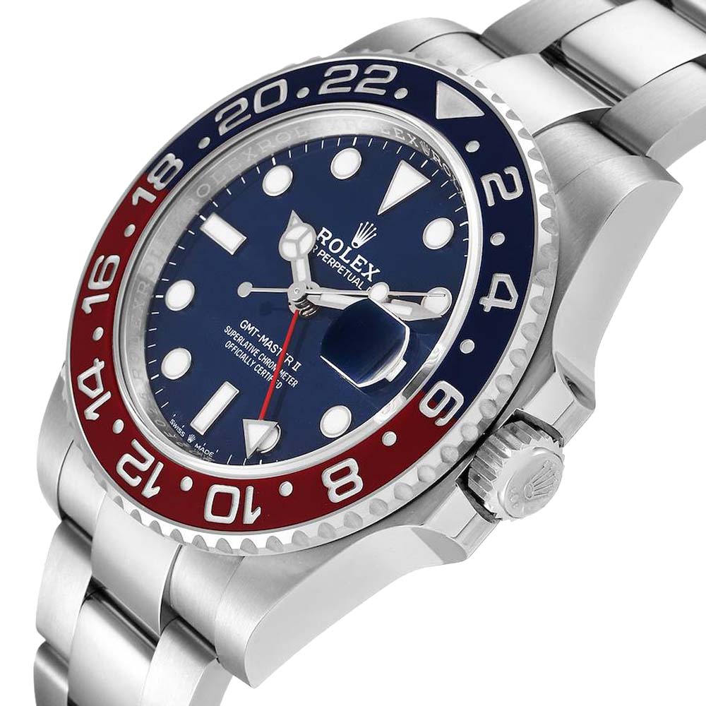 

Rolex Blue 18k White Gold Pepsi GMT Master II 126719 Men's Wristwatch 40 MM