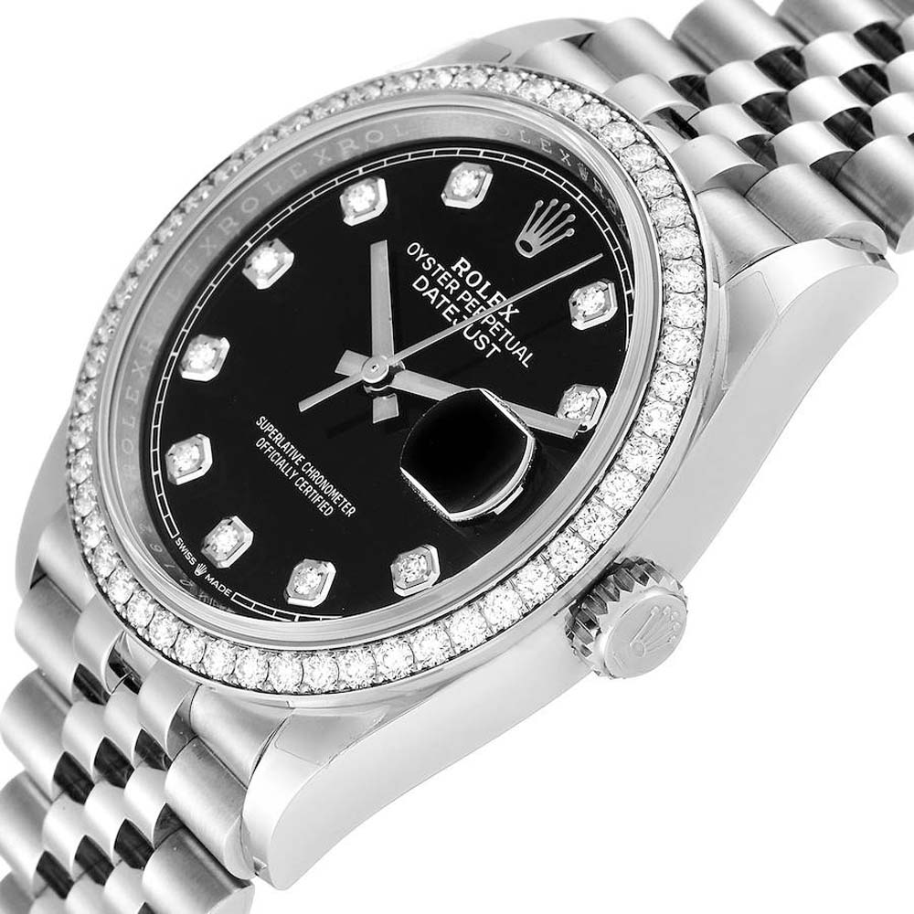 

Rolex Black Diamonds Stainless Steel Datejust 126284 Men's Wristwatch 36 MM