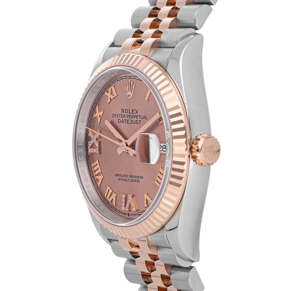 

Rolex Salmon Diamonds 18k Rose Gold And Stainless Steel Datejust 126231 Men's Wristwatch 36 MM, Pink