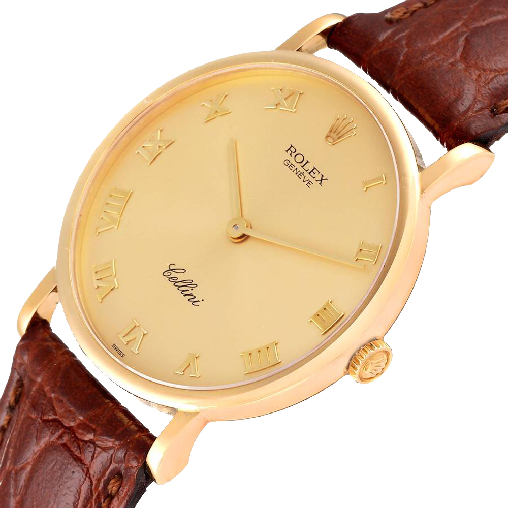 

Rolex Champagne 18K Yellow Gold Cellini Classic 5112 Men's Wristwatch 32 MM