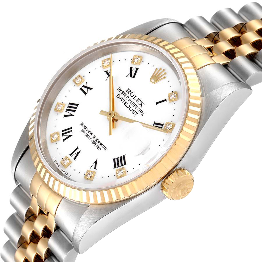 

Rolex White Diamonds 18K Yellow Gold And Stainless Steel Datejust 16233 Men's Wristwatch 36 MM