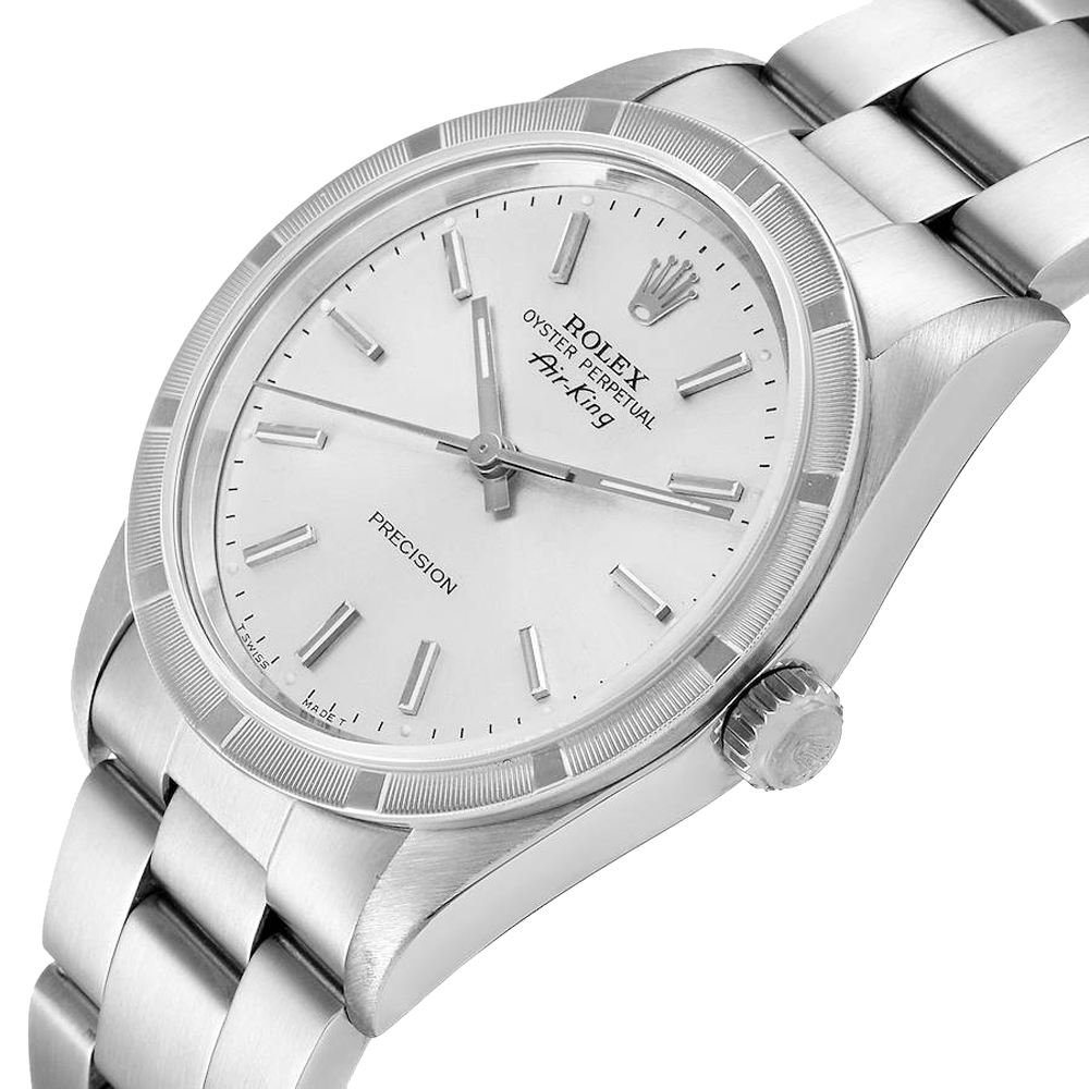 

Rolex Silver Stainless Steel Air King 14010 Men's Wristwatch 34 MM