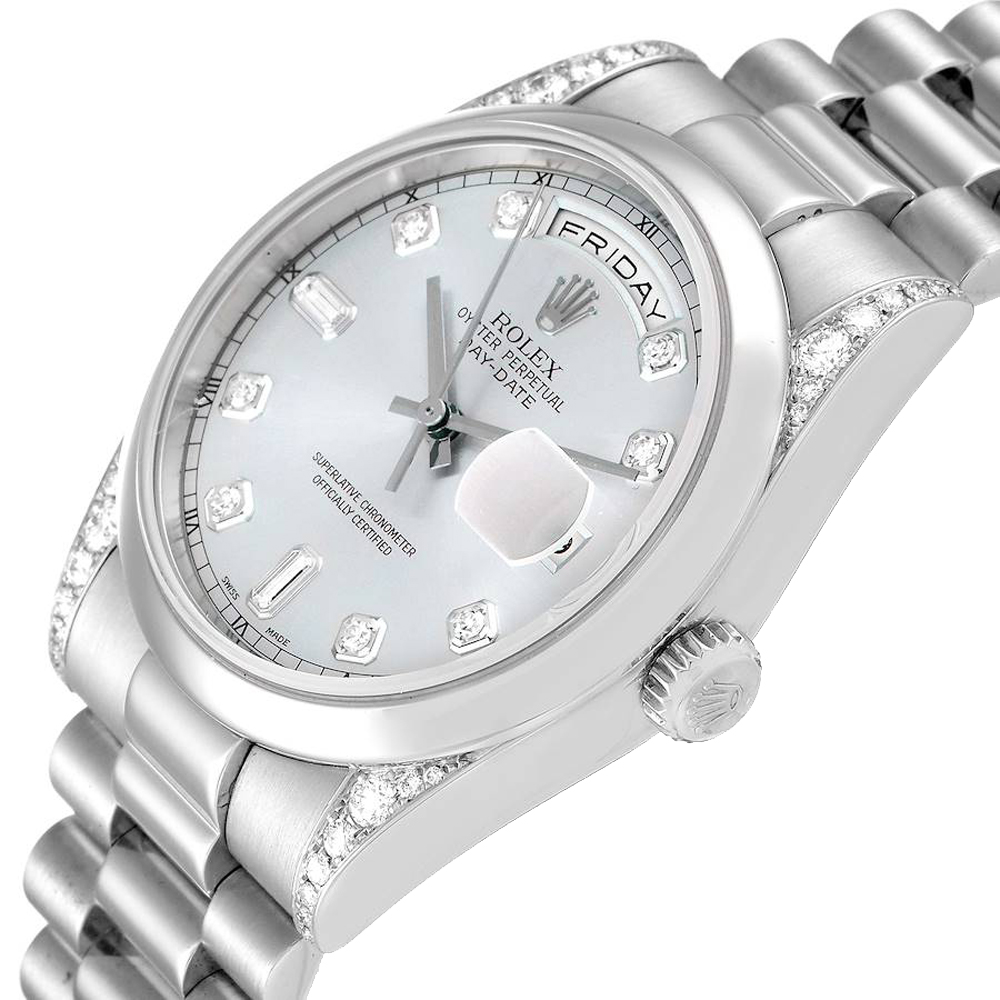 

Rolex Ice Blue Diamonds Platinum President Day-Date 118296 Men's Wristwatch 36 MM