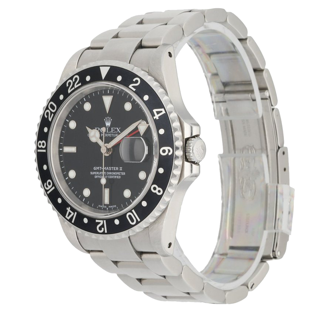 

Rolex Black Stainless Steel GMT Master II 16710 Men's Wristwatch 40 MM