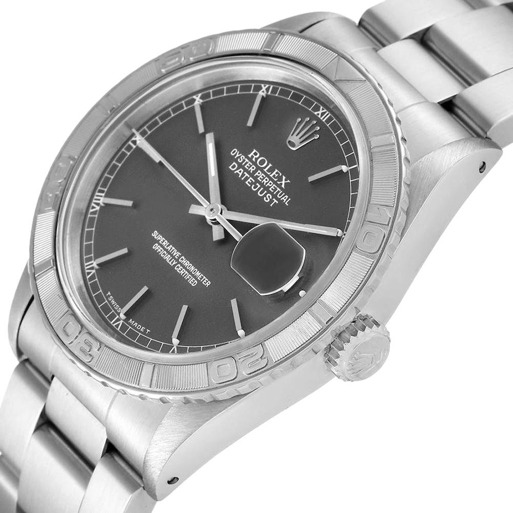 

Rolex Grey 18K White Gold And Stainless Steel Turnograph Datejust 16264 Men's Wristwatch 36 MM