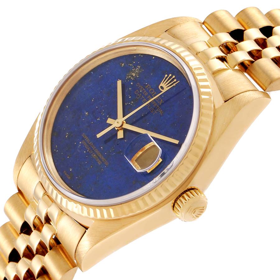 

Rolex Blue Lapis 18k Yellow Gold Datejust Vintage 16018 Men's Wristwatch 36 MM