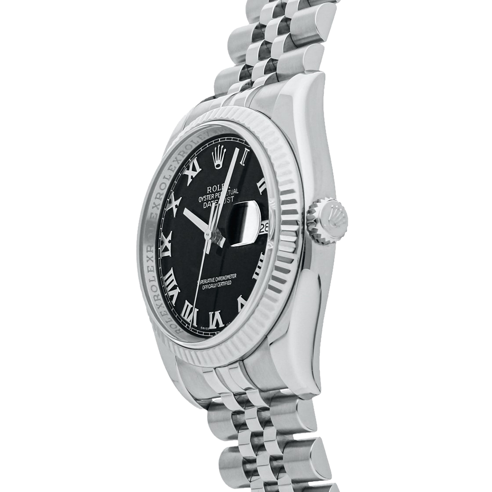 

Rolex Black 18K White Gold And Stainless Steel Datejust 116234 Men's Wristwatch 36 MM
