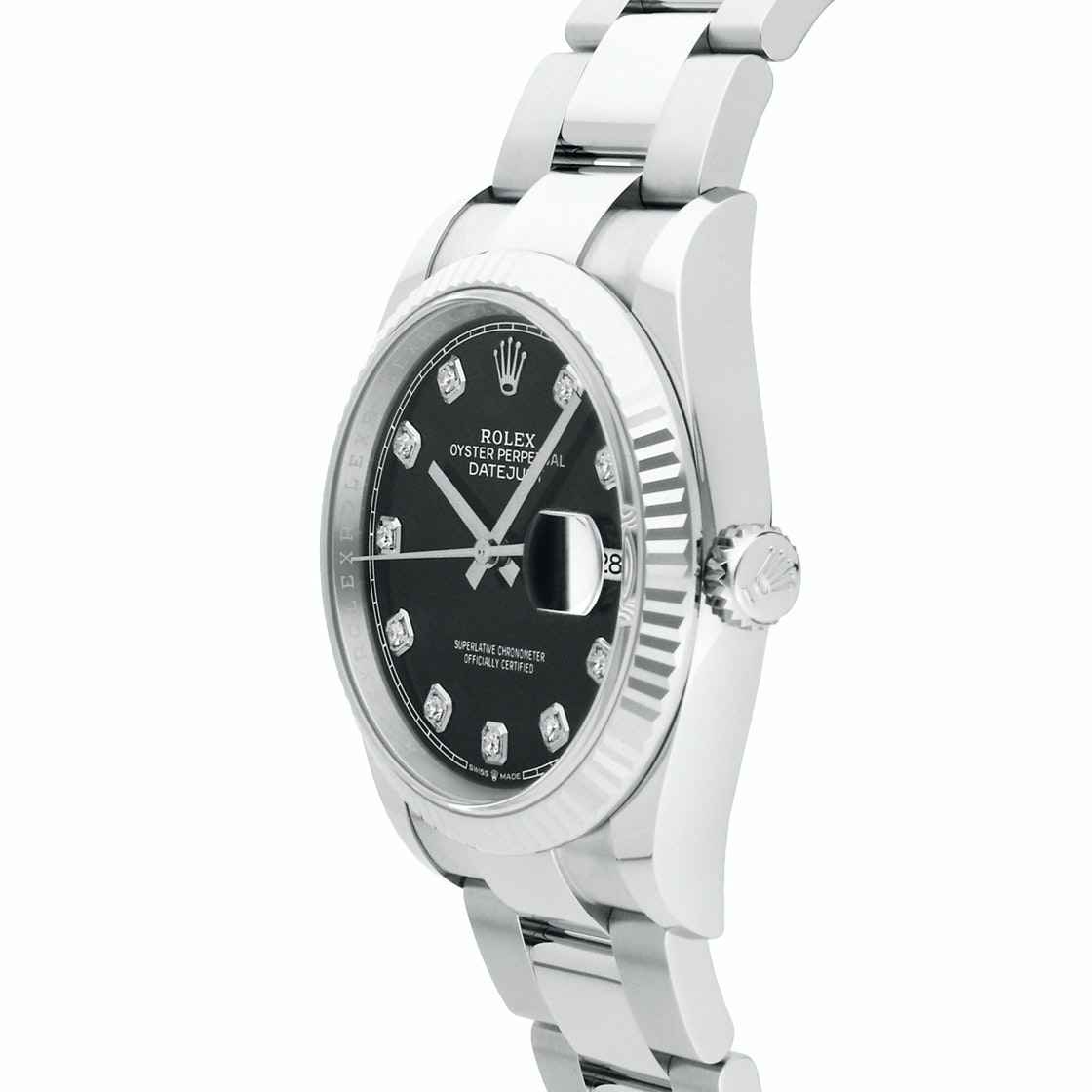 

Rolex Black Diamonds 18K White Gold And Stainless Steel Datejust 126234 Men's Wristwatch 36 MM