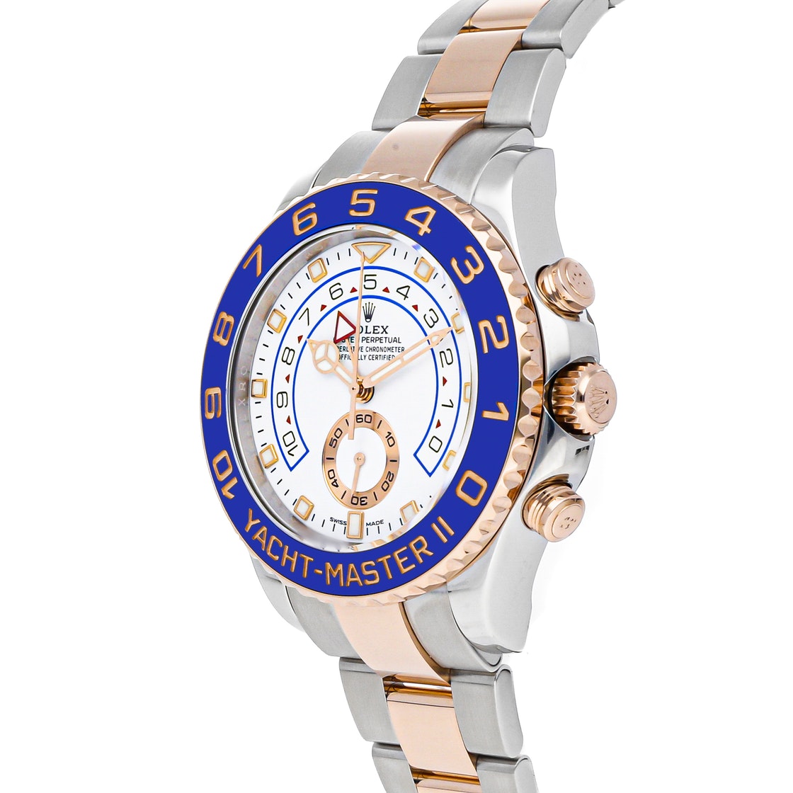 

Rolex White 18K Rose Gold And Stainless Steel Yacht-Master II 116681 Men's Wristwatch 44 MM