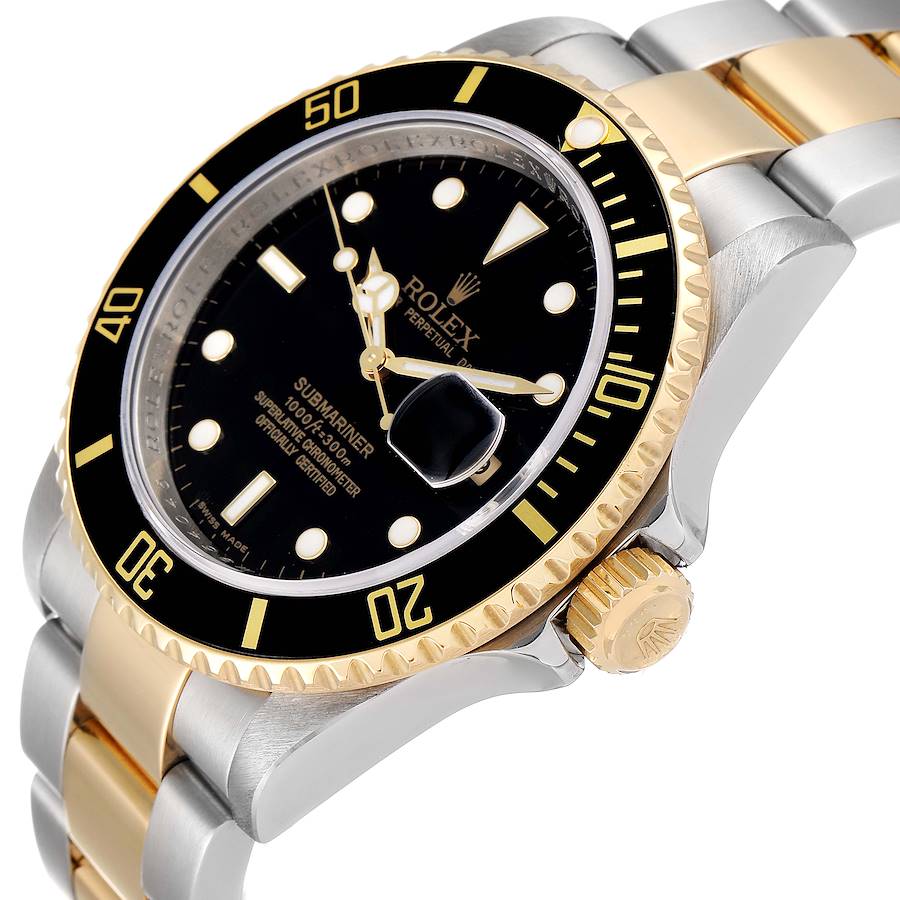 

Rolex Black 18K Yellow Gold And Stainless Steel Submariner 16613 Men's Wristwatch 40 MM