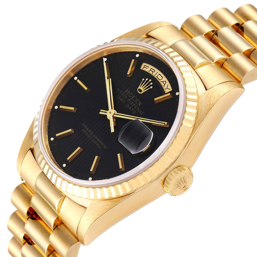 

Rolex Black 18k Yellow Gold President Day-Date 18238 Men's Wristwatch 36 MM