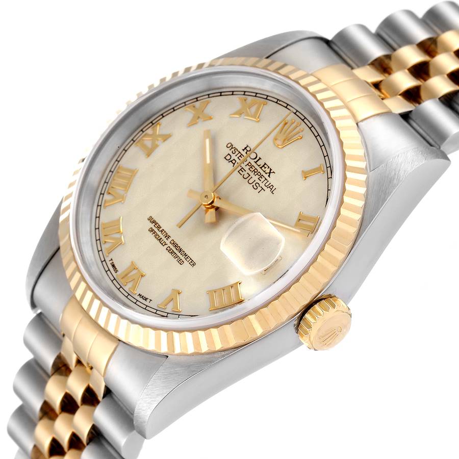 

Rolex Ivory 18K Yellow Gold And Stainless Steel Datejust 16233 Men's Wristwatch 36 MM, Cream