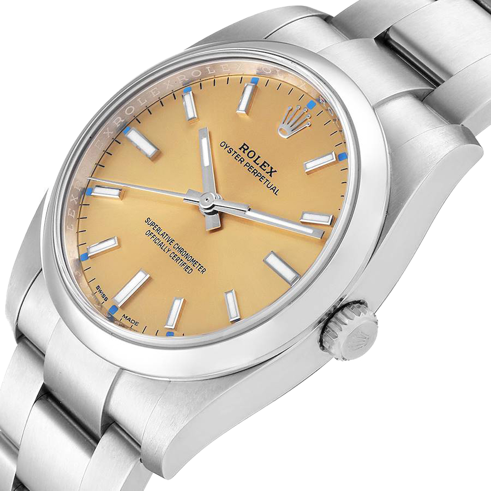 

Rolex White Grape Stainless Steel Oyster Perpetual 114200 Men's Wristwatch 34 MM, Gold