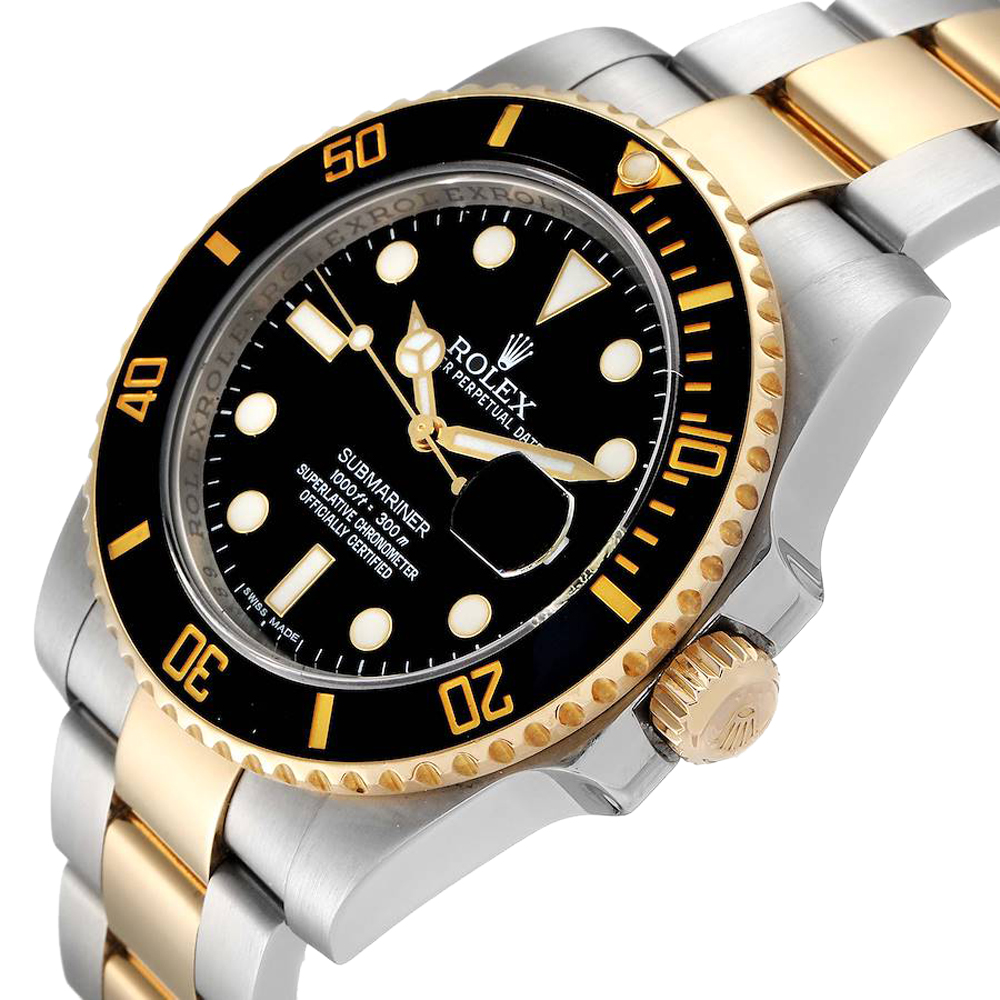 

Rolex Black 18K Yellow Gold And Stainless Steel Submariner 116613 Men's Wristwatch 40 MM