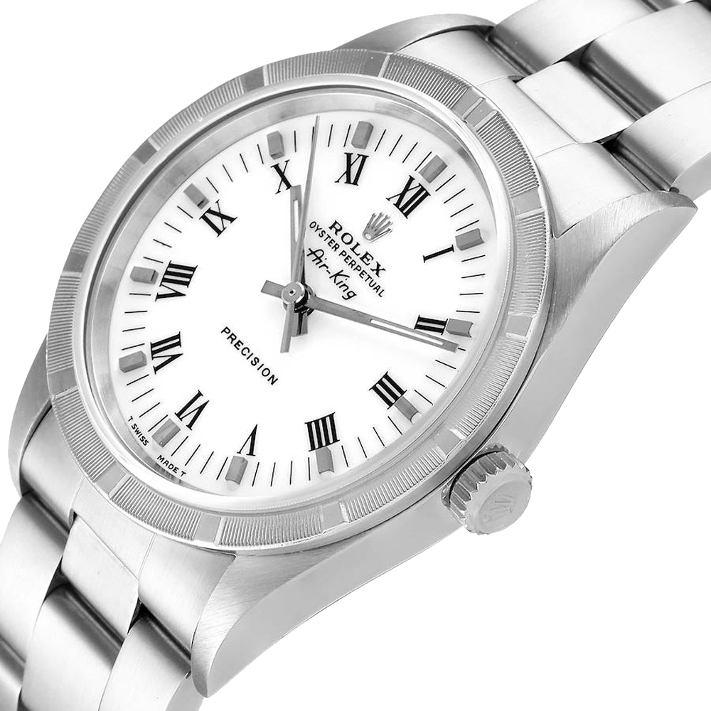 

Rolex White Stainless Steel Air King 14010 Men's Wristwatch 34 MM