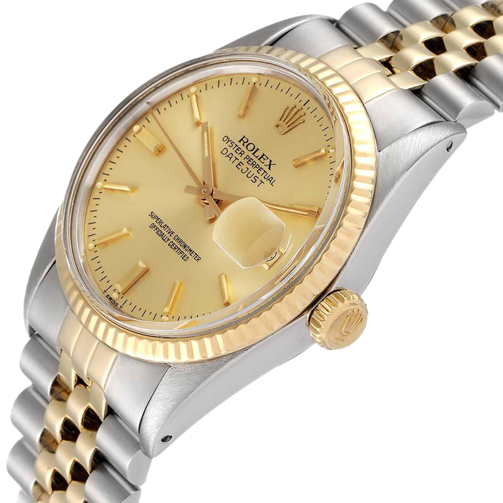 

Rolex Champagne 18K Yellow Gold And Stainless Steel Datejust Vintage 16013 Men's Wristwatch 36 MM