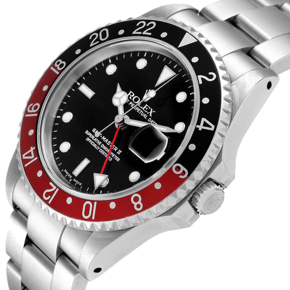 

Rolex Black Stainless Stell GMT Master II 16710 Coke Men's Wristwatch