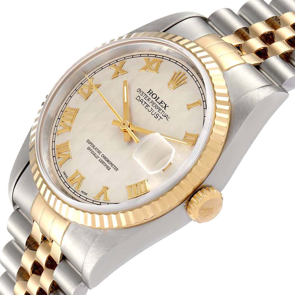 

Rolex Silver 18K Yellow Gold And Stainless Steel Datejust 16233 Automatic Men's Wristwatch 36 MM