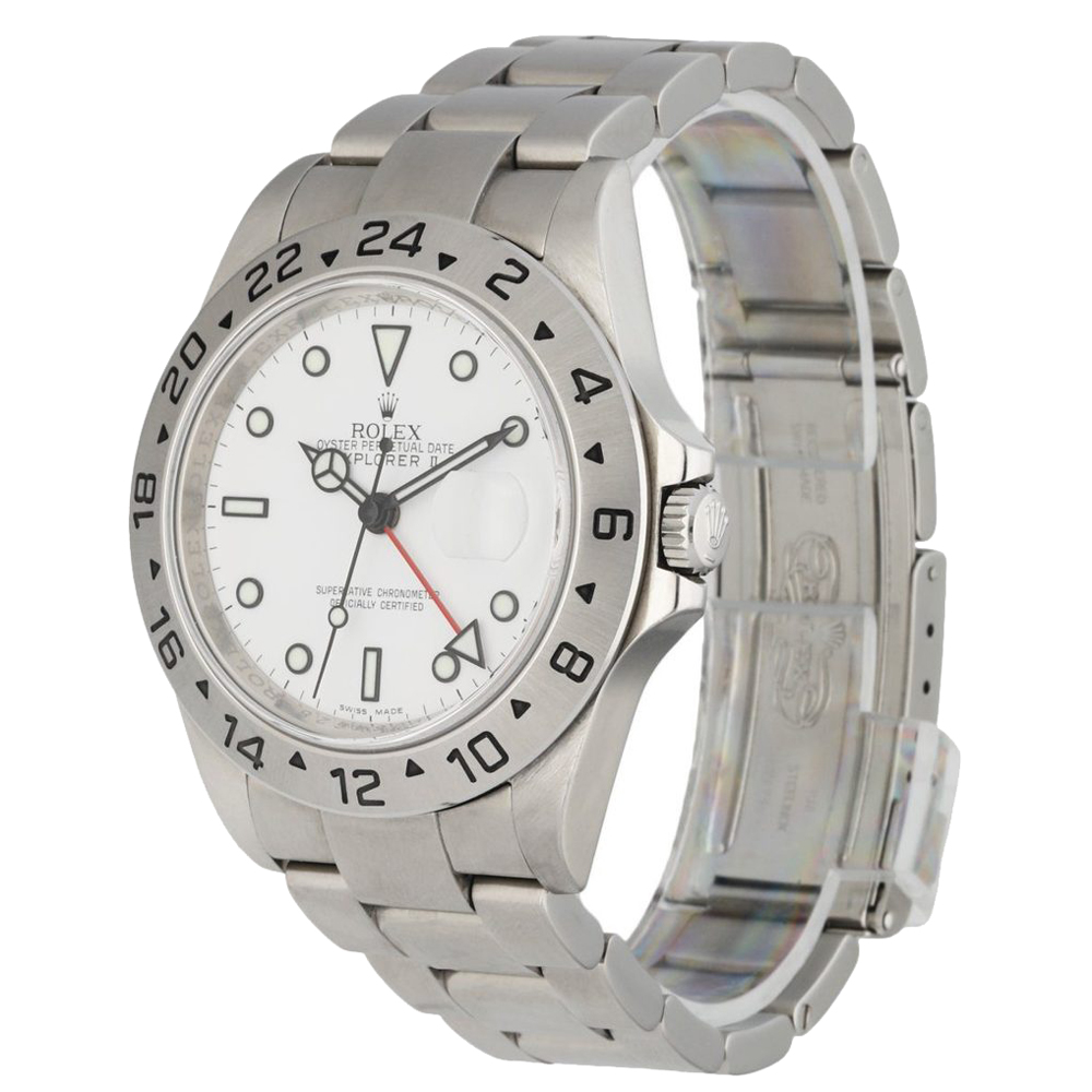 

Rolex White Stainless Steel Explorer II 16570 Men's Wristwatch 40 MM