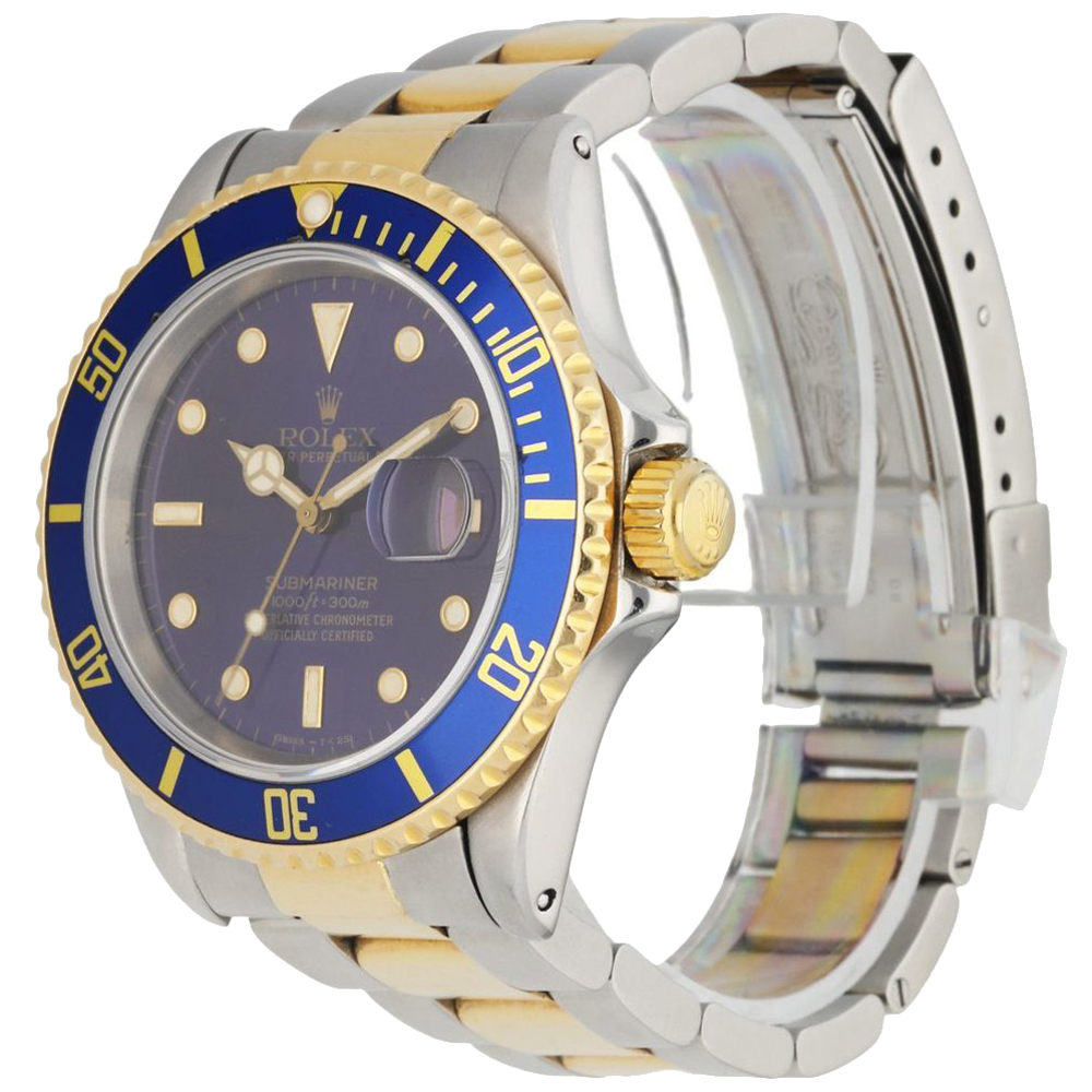 

Rolex Blue 18K Yellow Gold And Stainless Steel Submariner 16613 Men's Wristwatch 40 MM