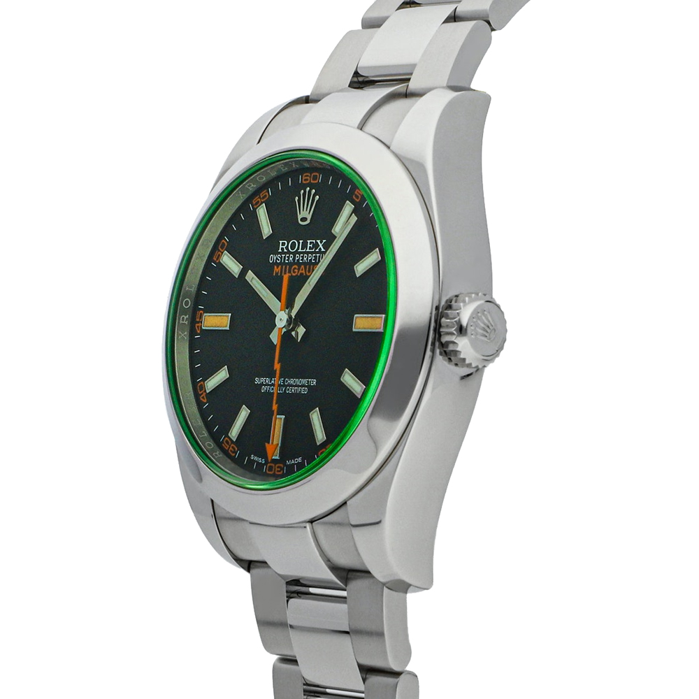 

Rolex Green Stainless Steel Milgauss 116400GV Men's Wristwatch 40 MM