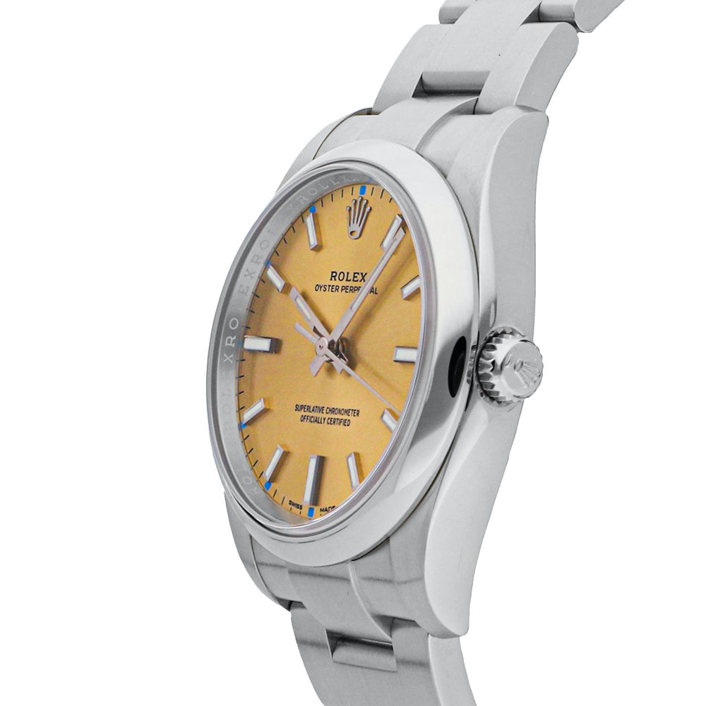 

Rolex Yellow Stainless Steel Oyster Perpetual 114200 Men's Wristwatch 34 MM