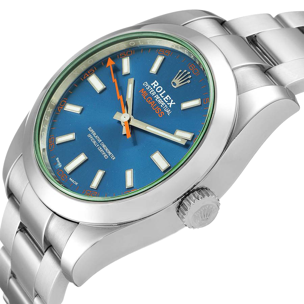 

Rolex Blue Stainless Steel Milgauss 116400 Men's Wristwatch 40 MM