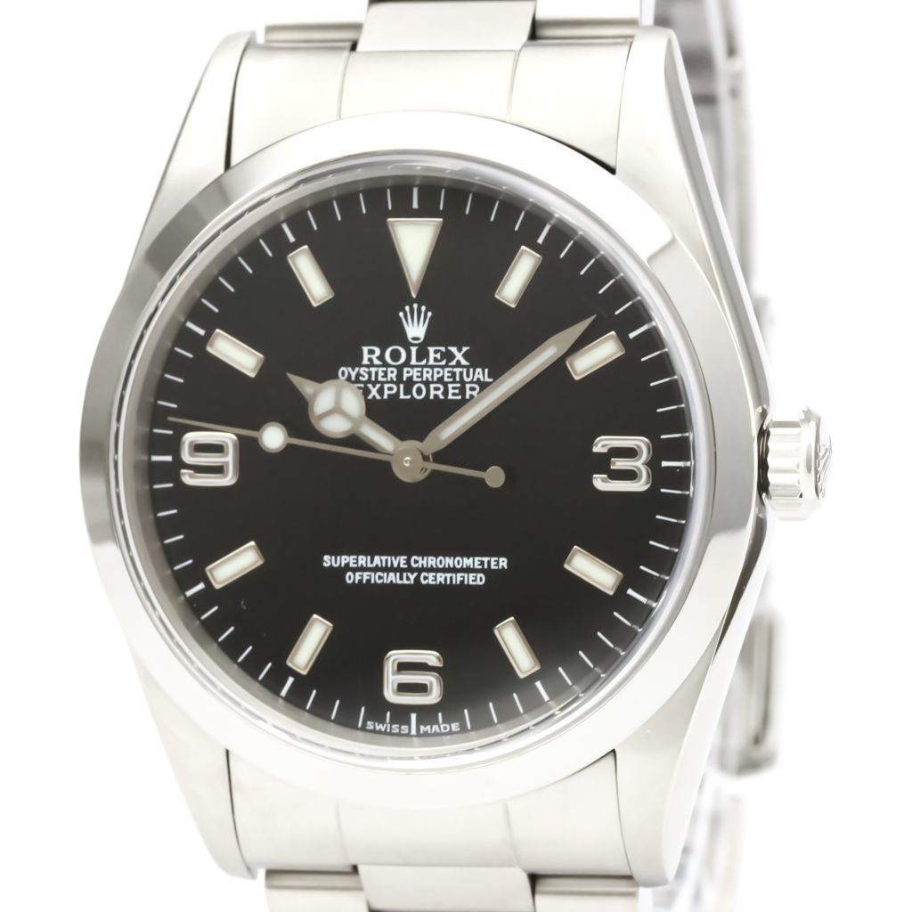 

Rolex Black Stainless Steel Explorer 14270 Men's Wristwatch 36 MM