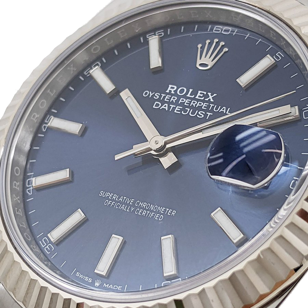 

Rolex Blue 18K White Gold And Stainless Steel Datejust 126334 Men's Wristwatch 41 MM