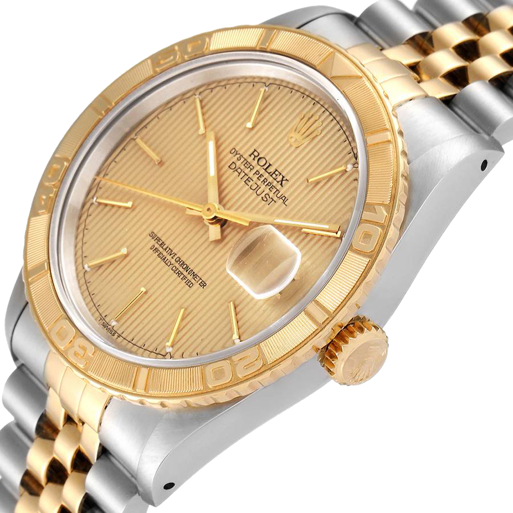 

Rolex Champagne 18K Yellow Gold And Stainless Steel 16263 Datejust Turnograph Men's Wristwatch 36 MM